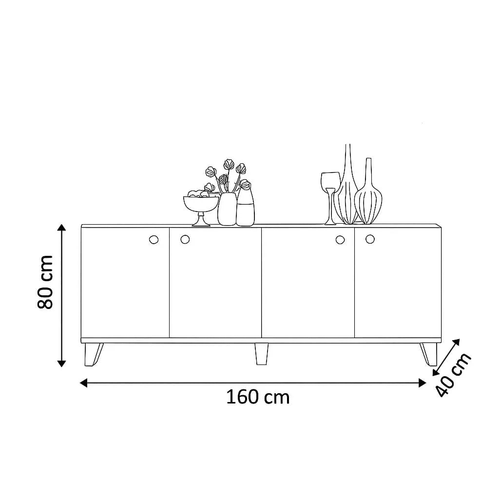 Buffet - MDF Wood - White & Beige - 160x40x80 cm - Cataloug