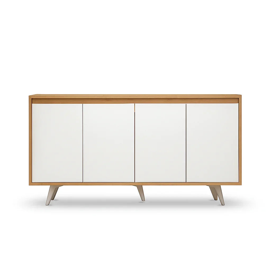 Buffet - MDF Wood - White & Beige - 160x40x80 cm - Cataloug