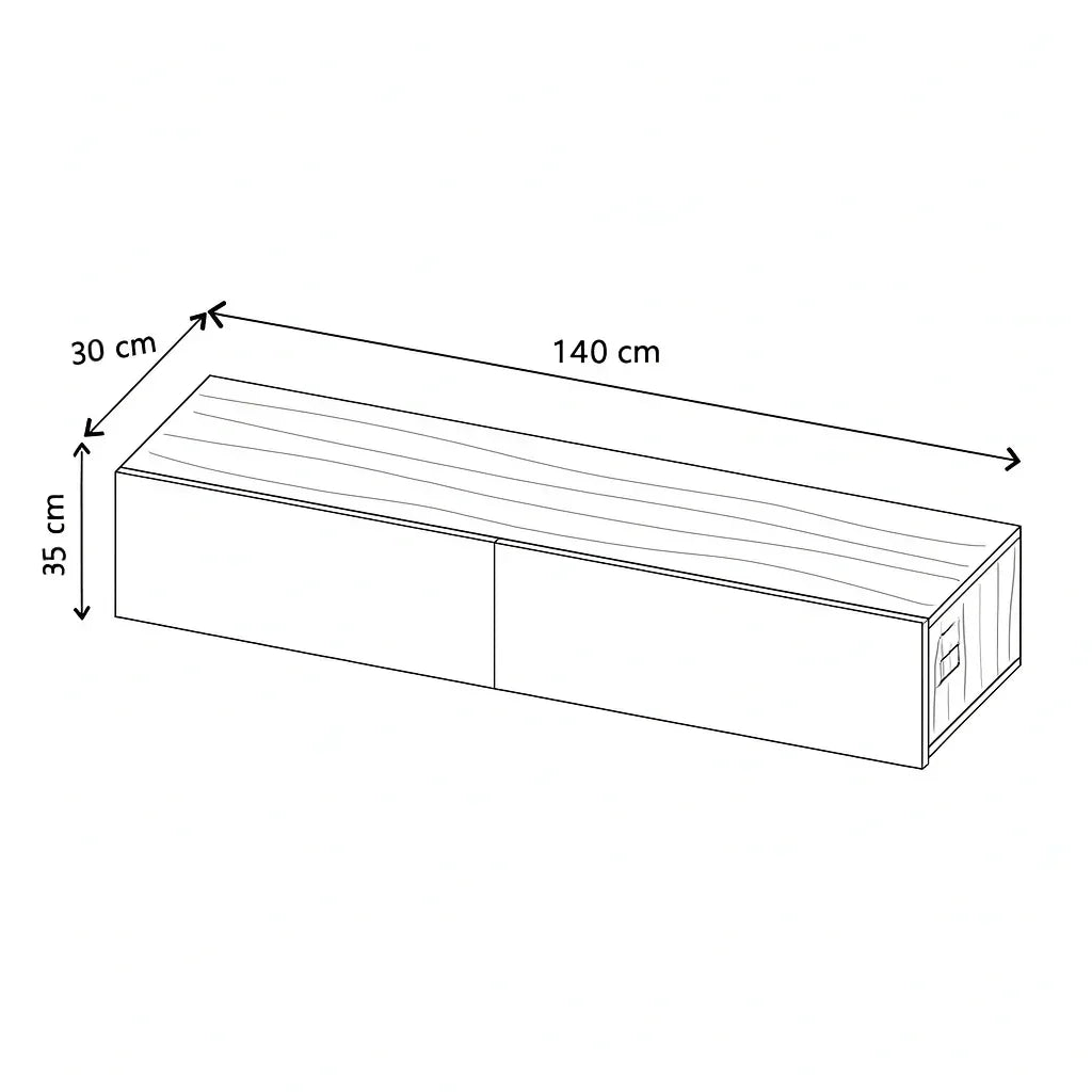 TV Unit - MDF Wood - Black & Beige - 140x30x35 cm - Cataloug