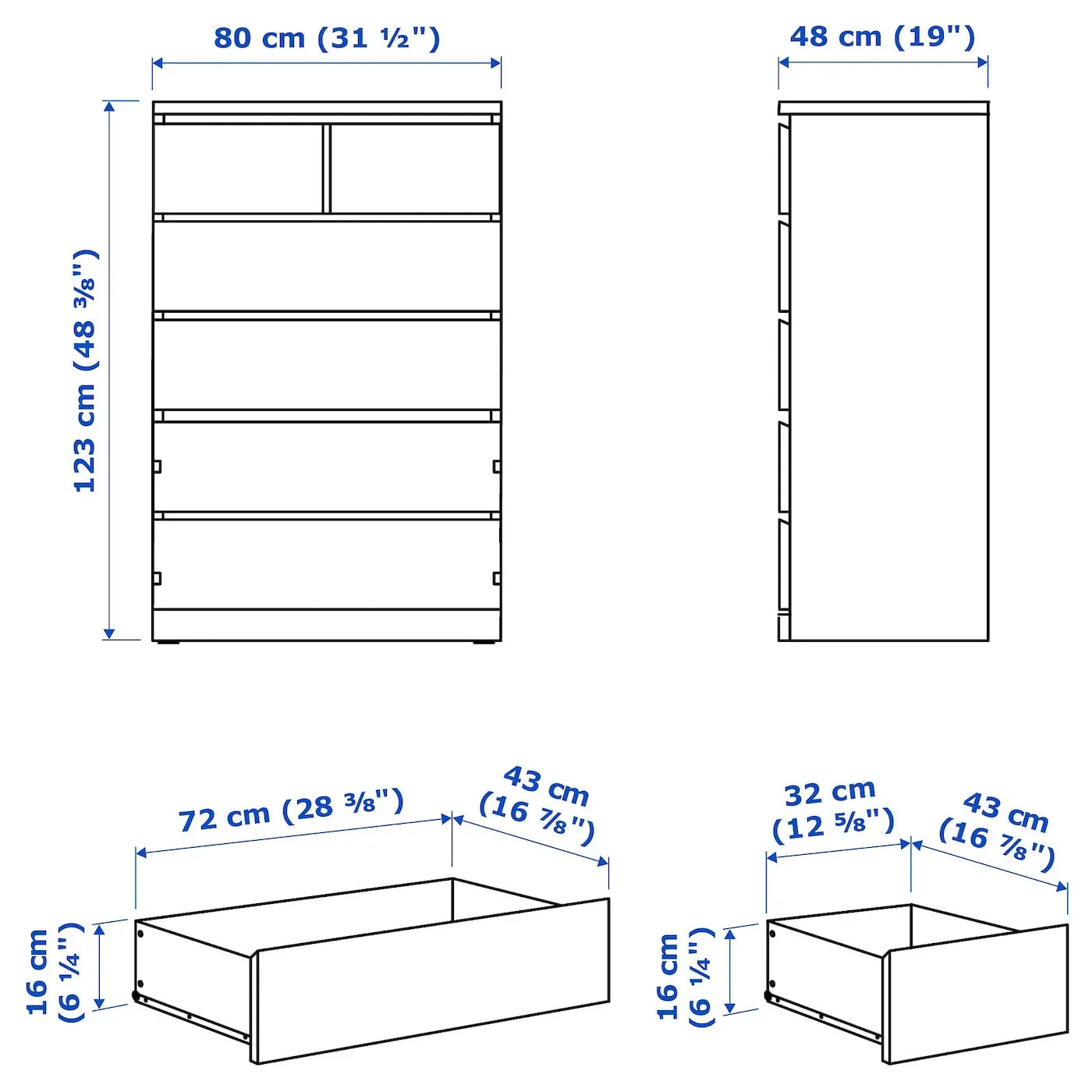 Drawer Unit - MDF Wood - Grey - 78x45x123 cm - Cataloug