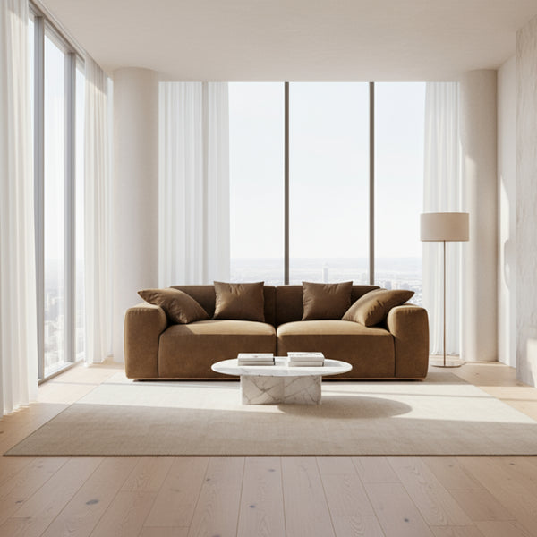 Sofa - Beech Wood - Linen Fabric - 225x85 cm - Cataloug