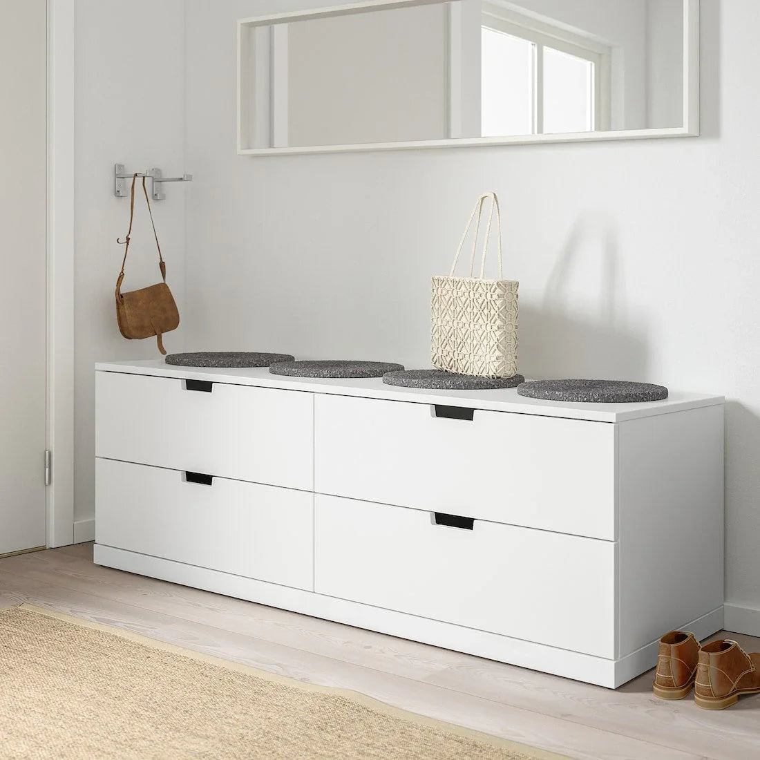 Drawer Unit - MDF Wood - White - 156x42x54 cm - Cataloug
