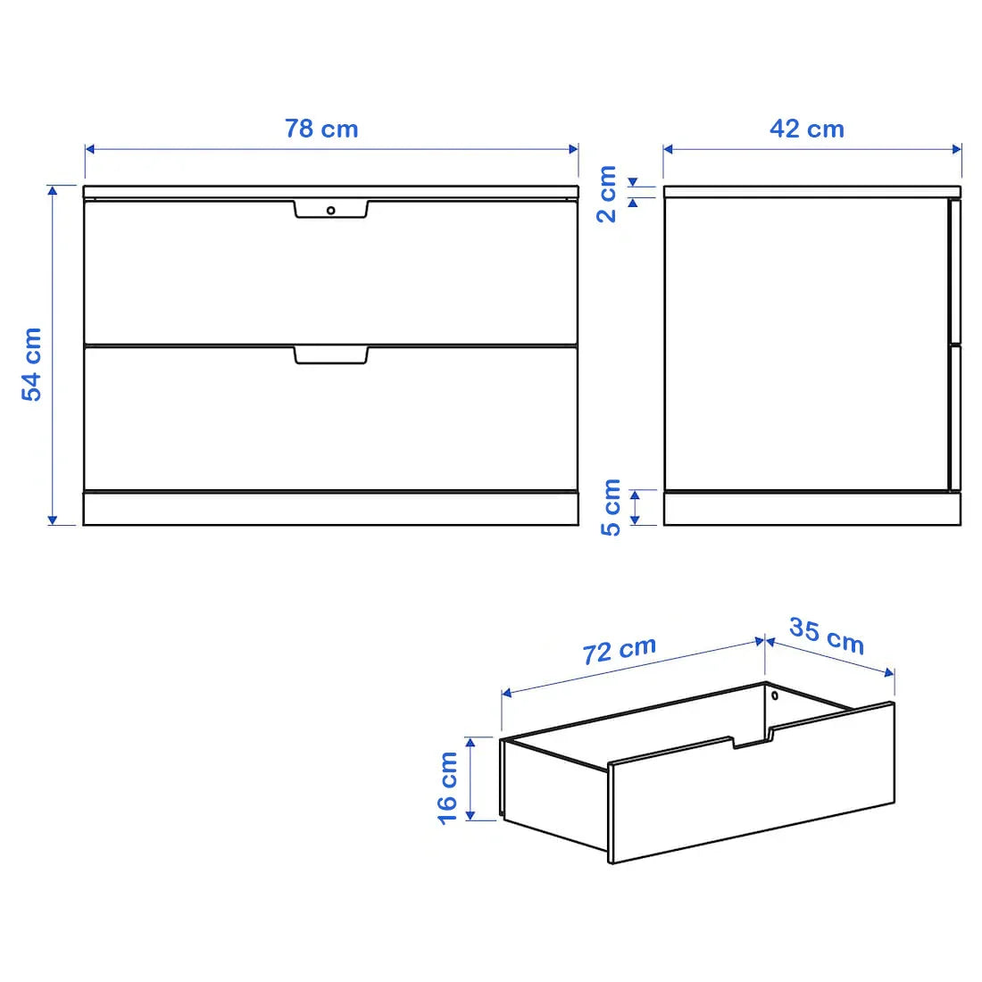Drawer Unit - MDF Wood - White - 78x42x54 cm - Cataloug