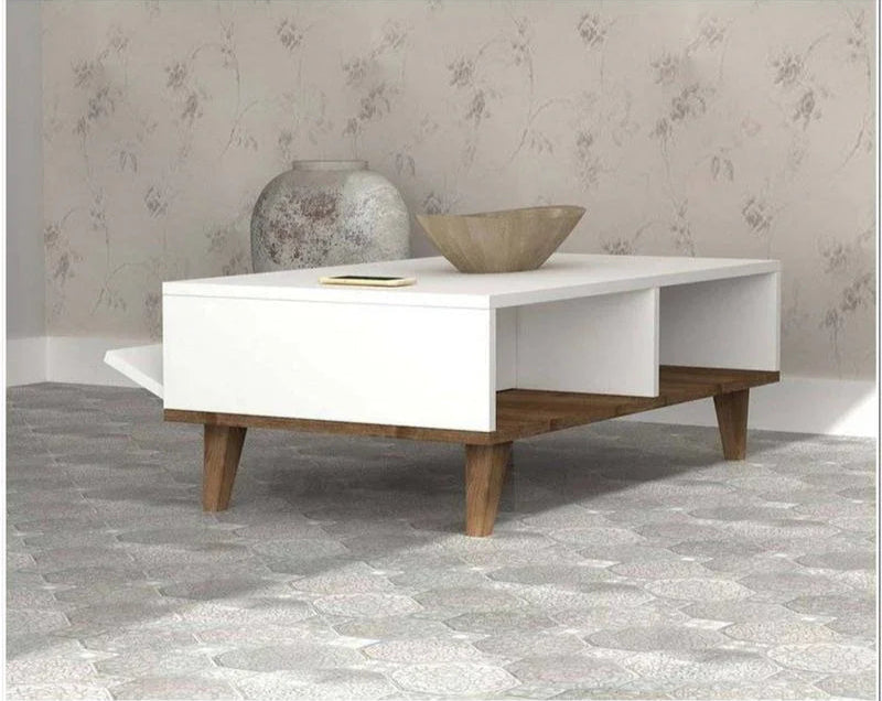 Coffee table - MDF - White & Brown - 120x60x40 - Cataloug