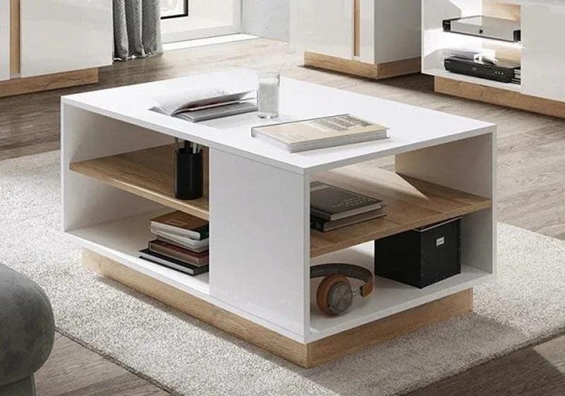 Coffee Table - MDF - White & Beige - 90x50x45 - Cataloug