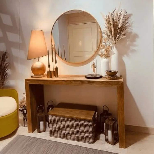 كونسول مع مرآة-NW-لون خشبي-110x30x90 سم