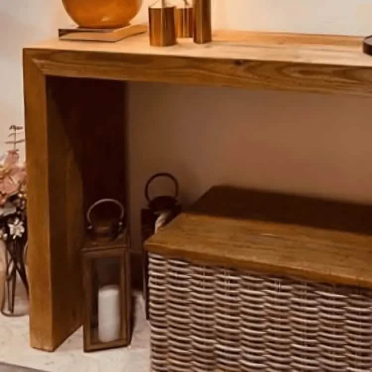 كونسول مع مرآة-NW-لون خشبي-110x30x90 سم