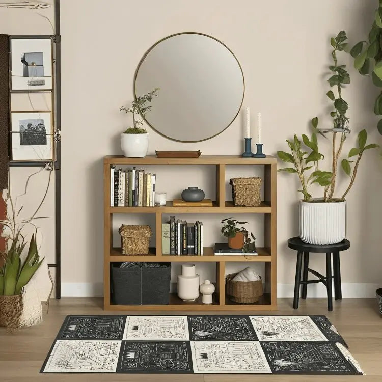 كونسول مع مرآة-NW-لون خشبي-100x29x100 سم