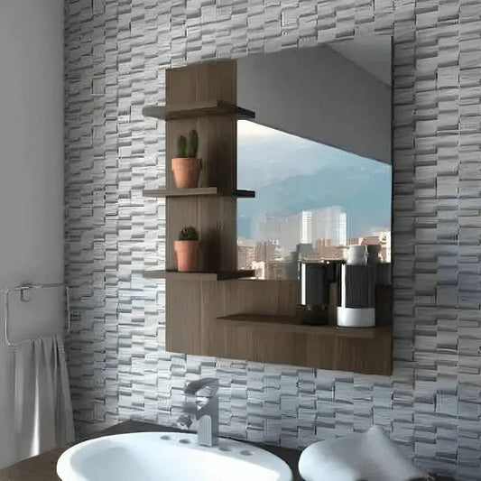 مرآة بأربعة رفوف - NW-Brown - 75x9x75 سم