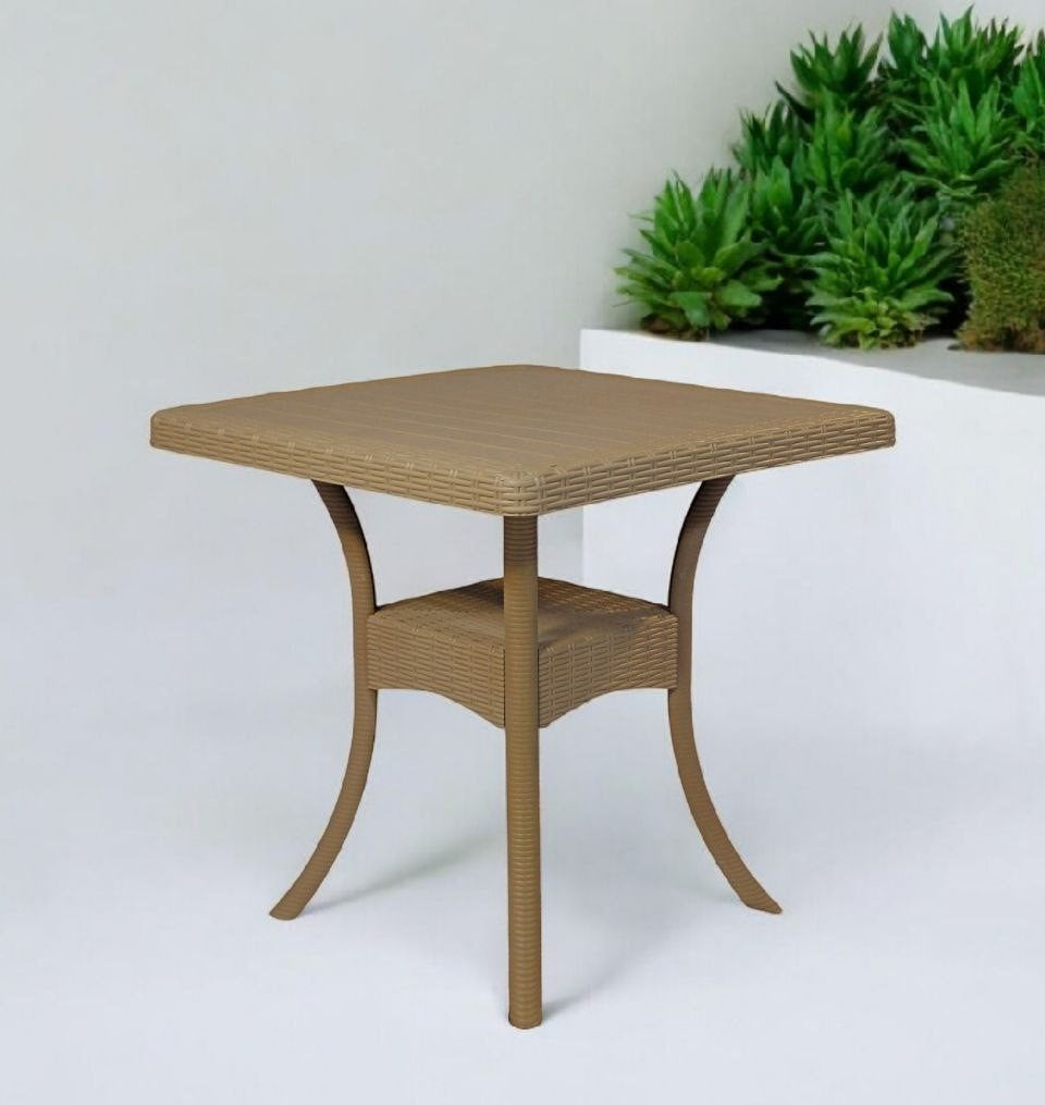 Outdoor set: 4 chairs + table - Plastic - Beige & Coffe