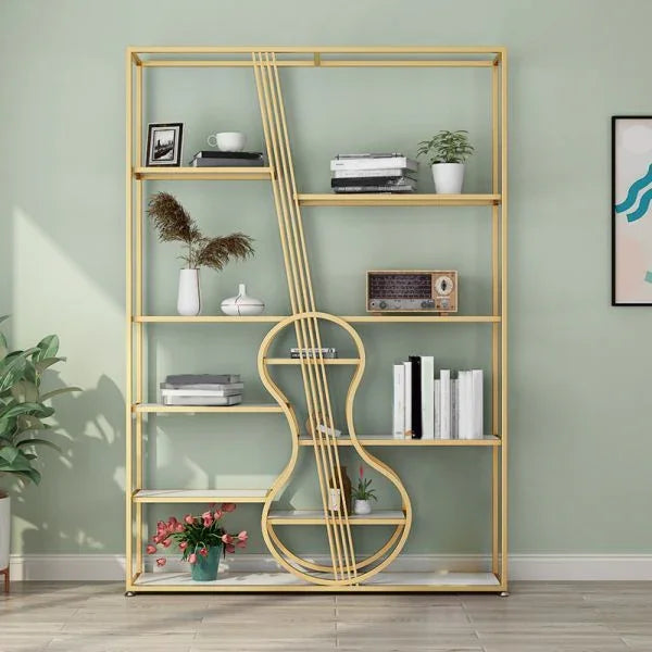 Display Unit - Steel - MDF - Gold & White - 120x30x180 cm - Cataloug