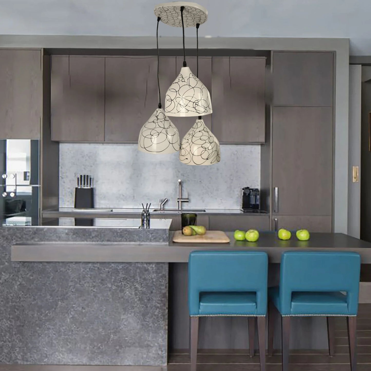 Triple ceiling lamp - Black & White - 30x80 cm - Cataloug