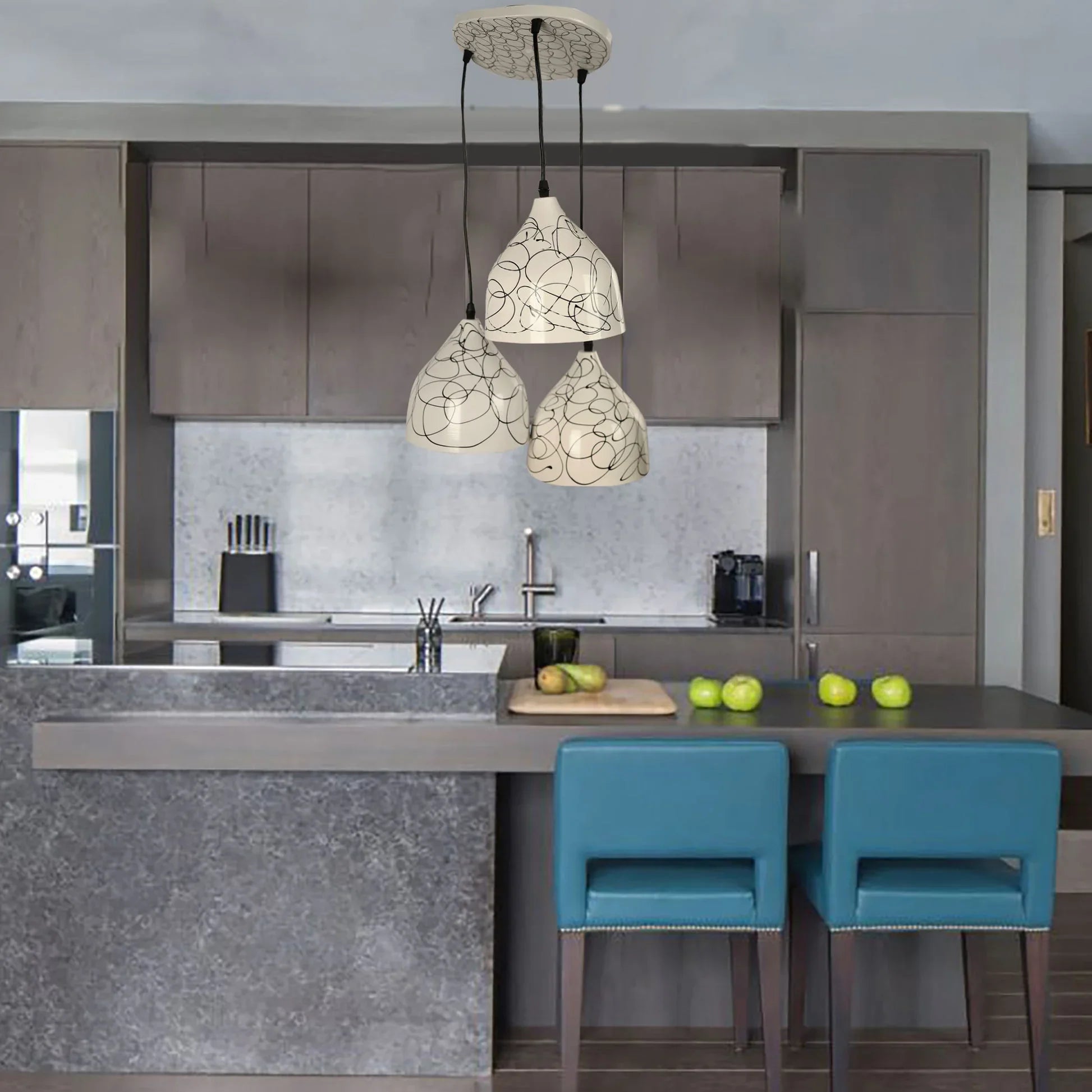 Triple ceiling lamp - Black & White - 30x80 cm - Cataloug