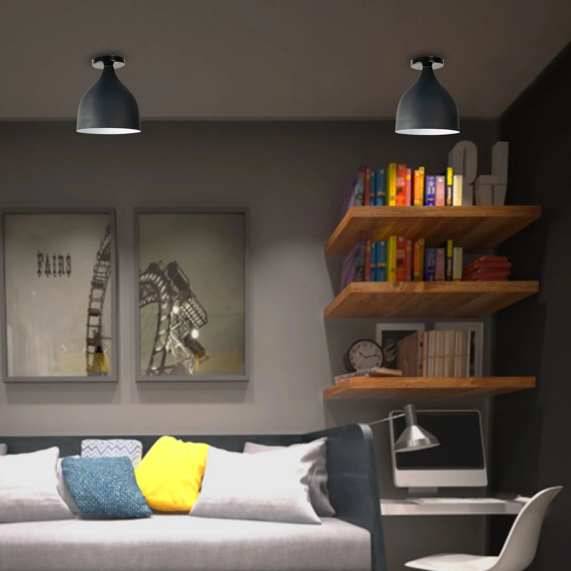 Single ceiling lamp - Black - 19x19 cm - Cataloug