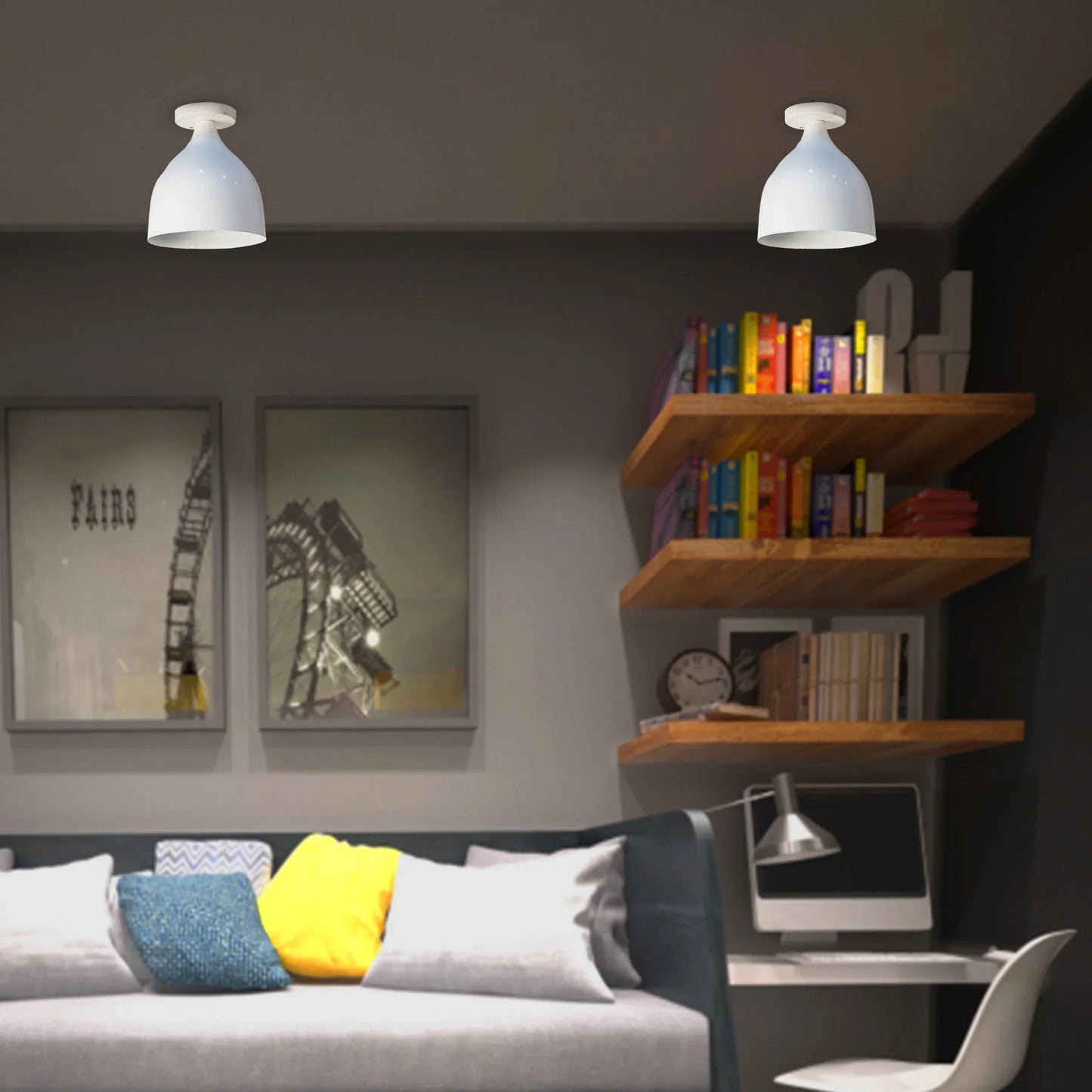 Single ceiling lamp - White - 19x19 cm - Cataloug