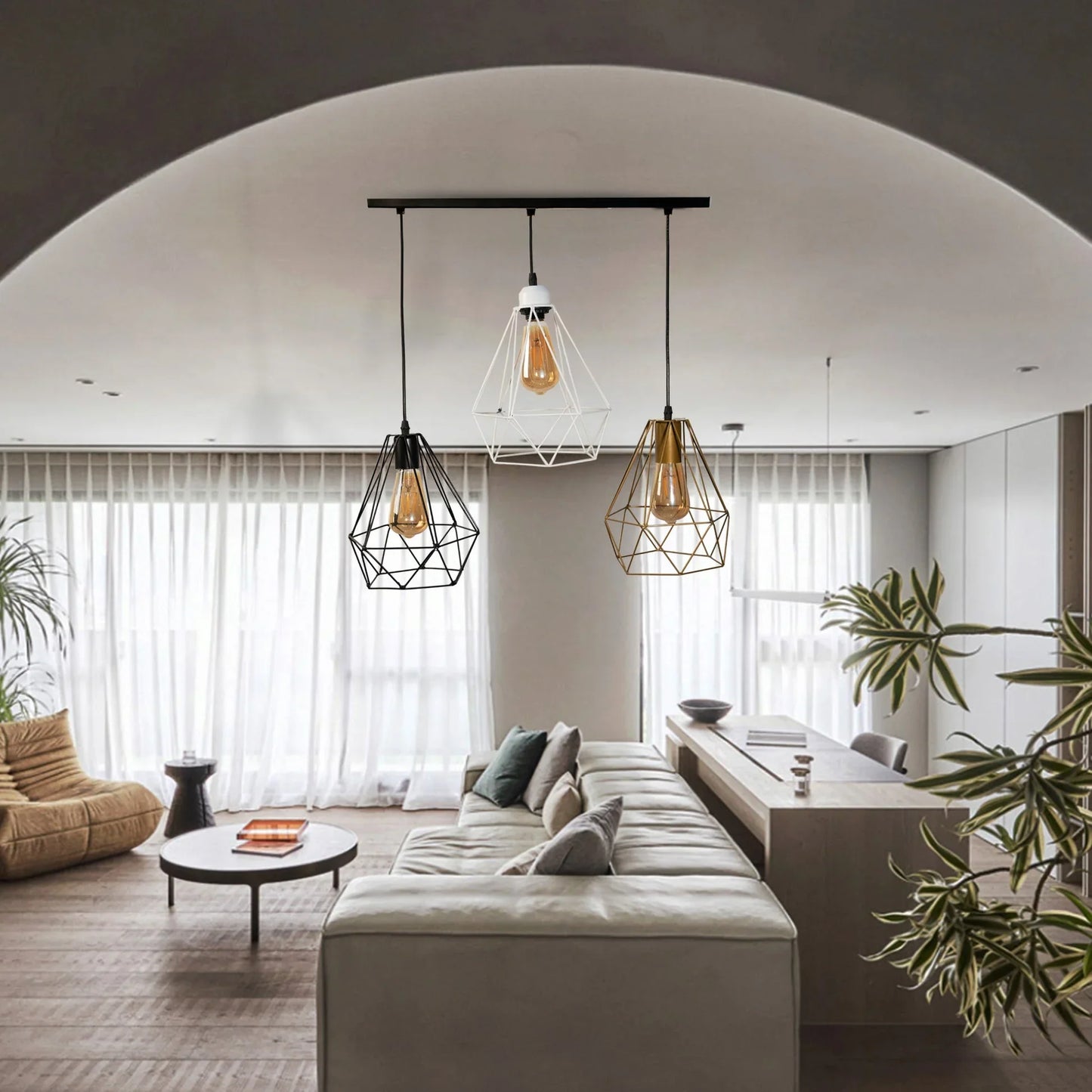 Triple ceiling lamp - Black - 50x80 cm - Cataloug