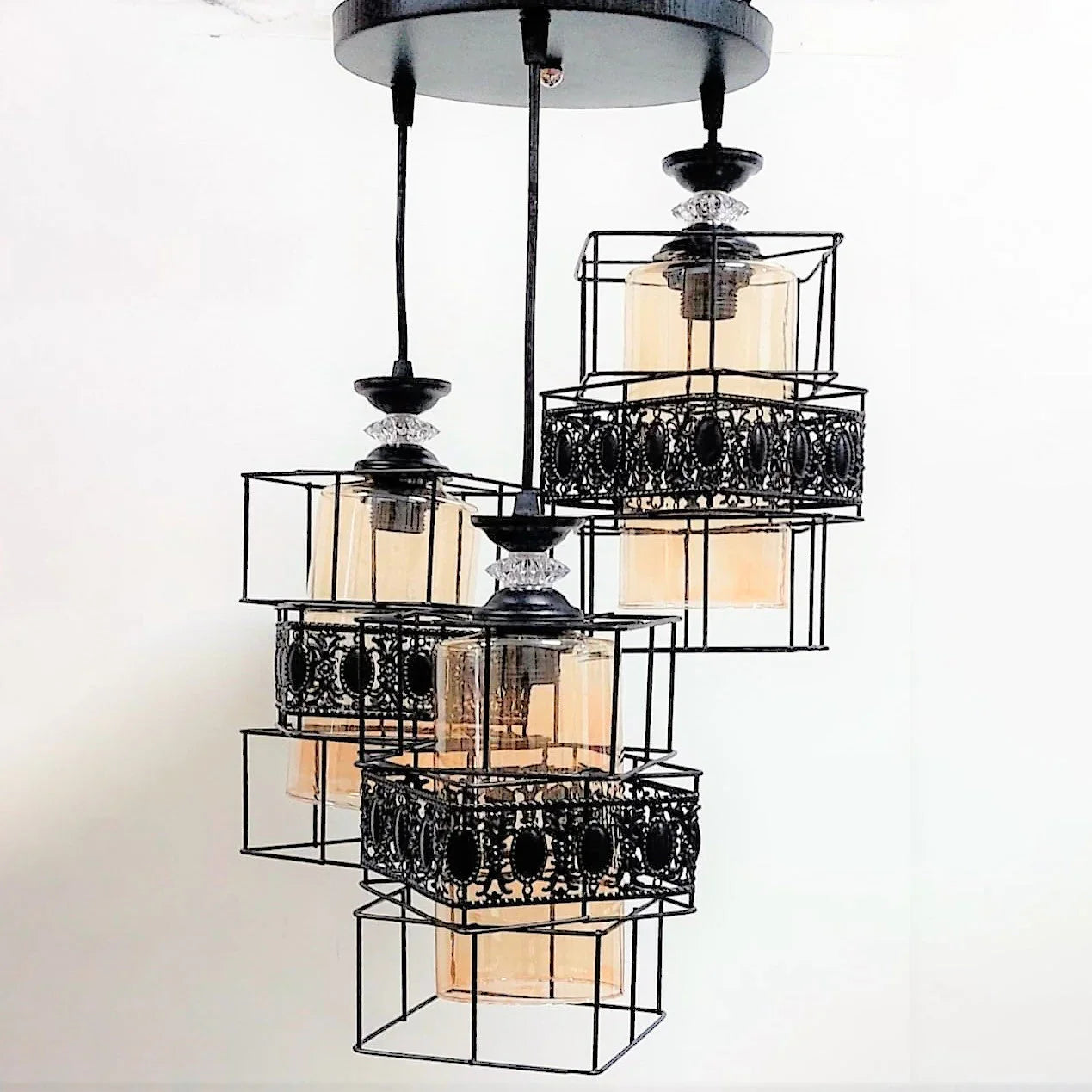 Triple ceiling lamp - Black - 30x75 cm - Cataloug