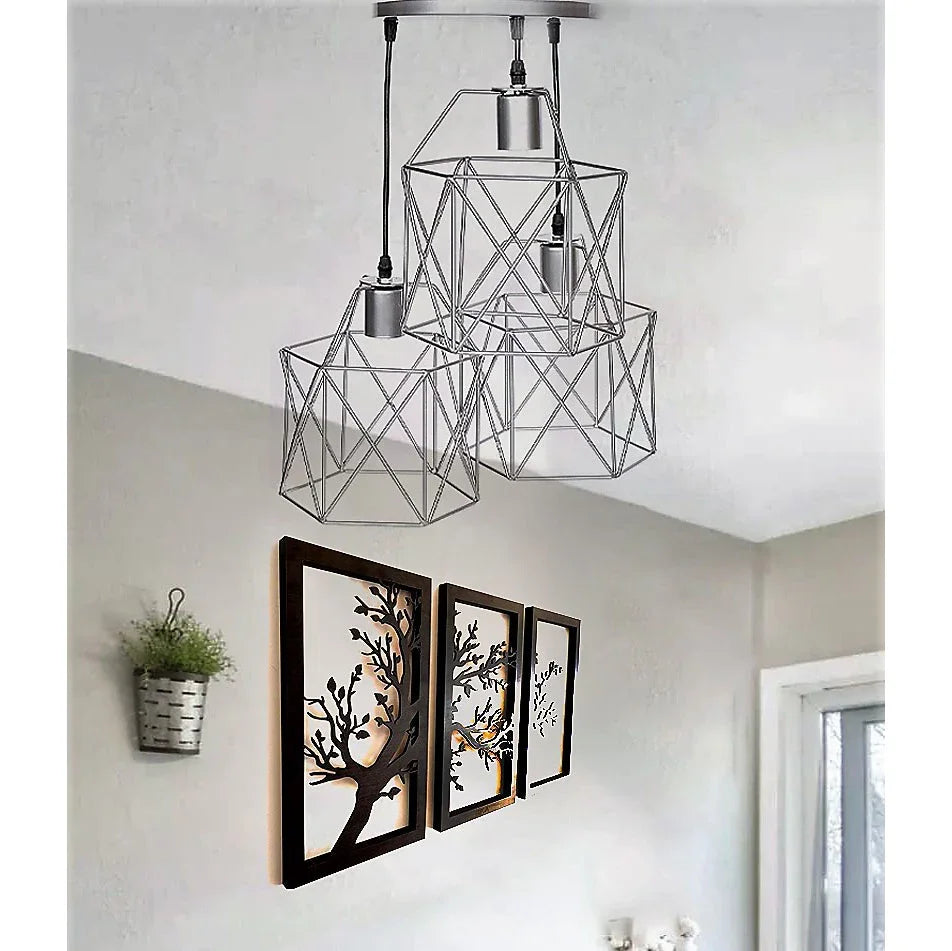 Triple ceiling lamp - Silver - 30x80 cm - Cataloug