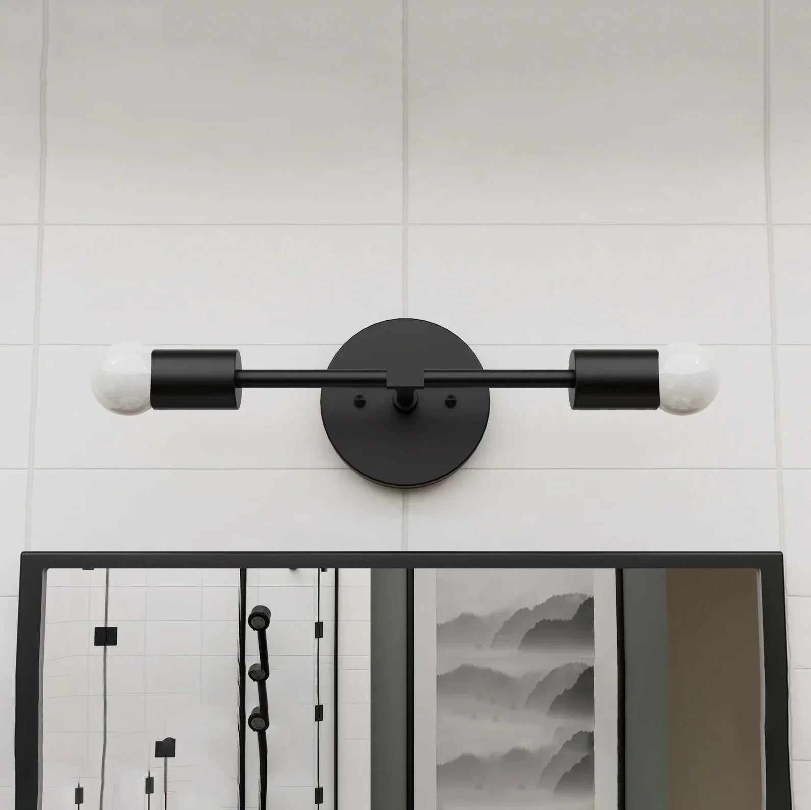 Double wall lamp - Black - 10x25 cm - Cataloug