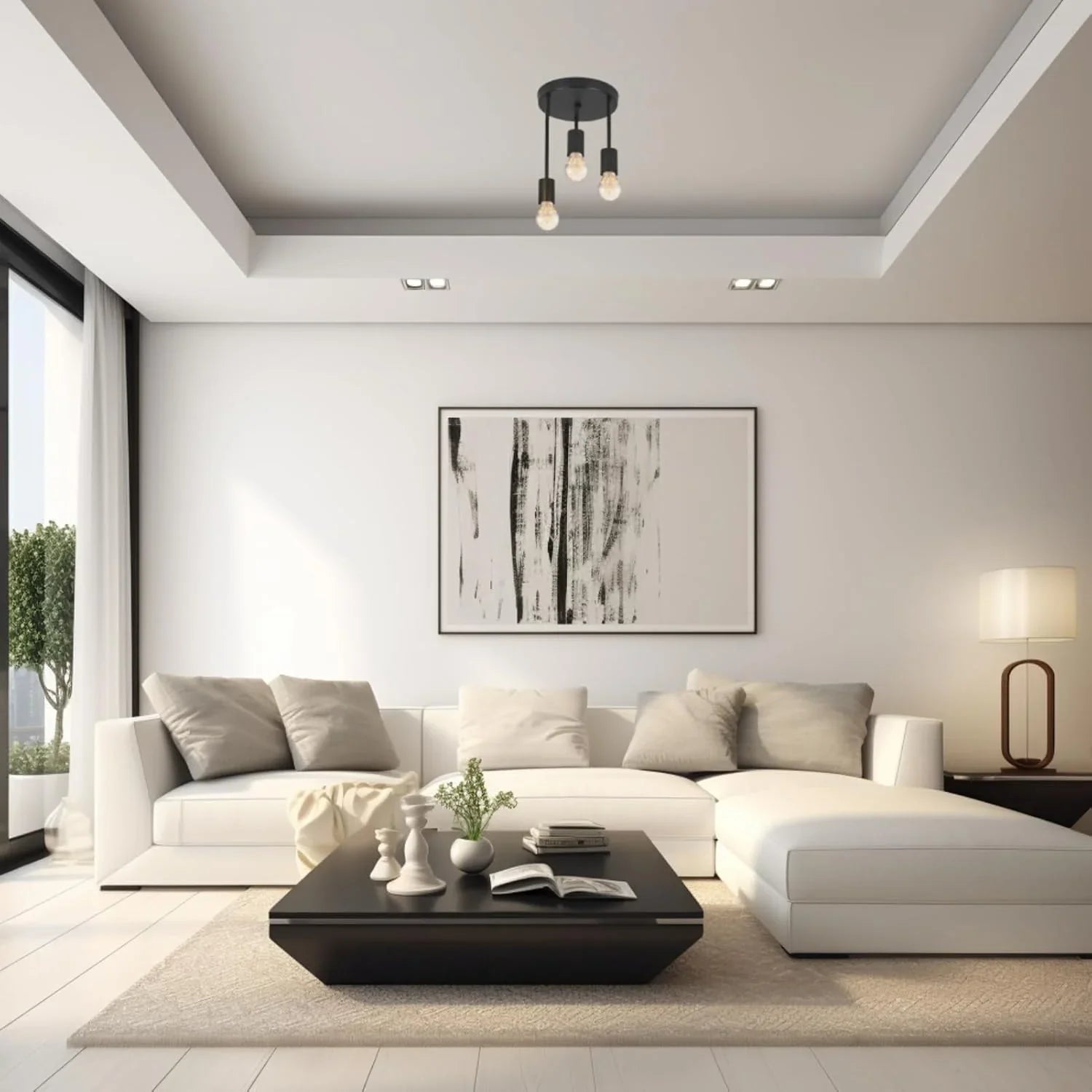 Triple ceiling lamp - Black - 60x30 cm - Cataloug