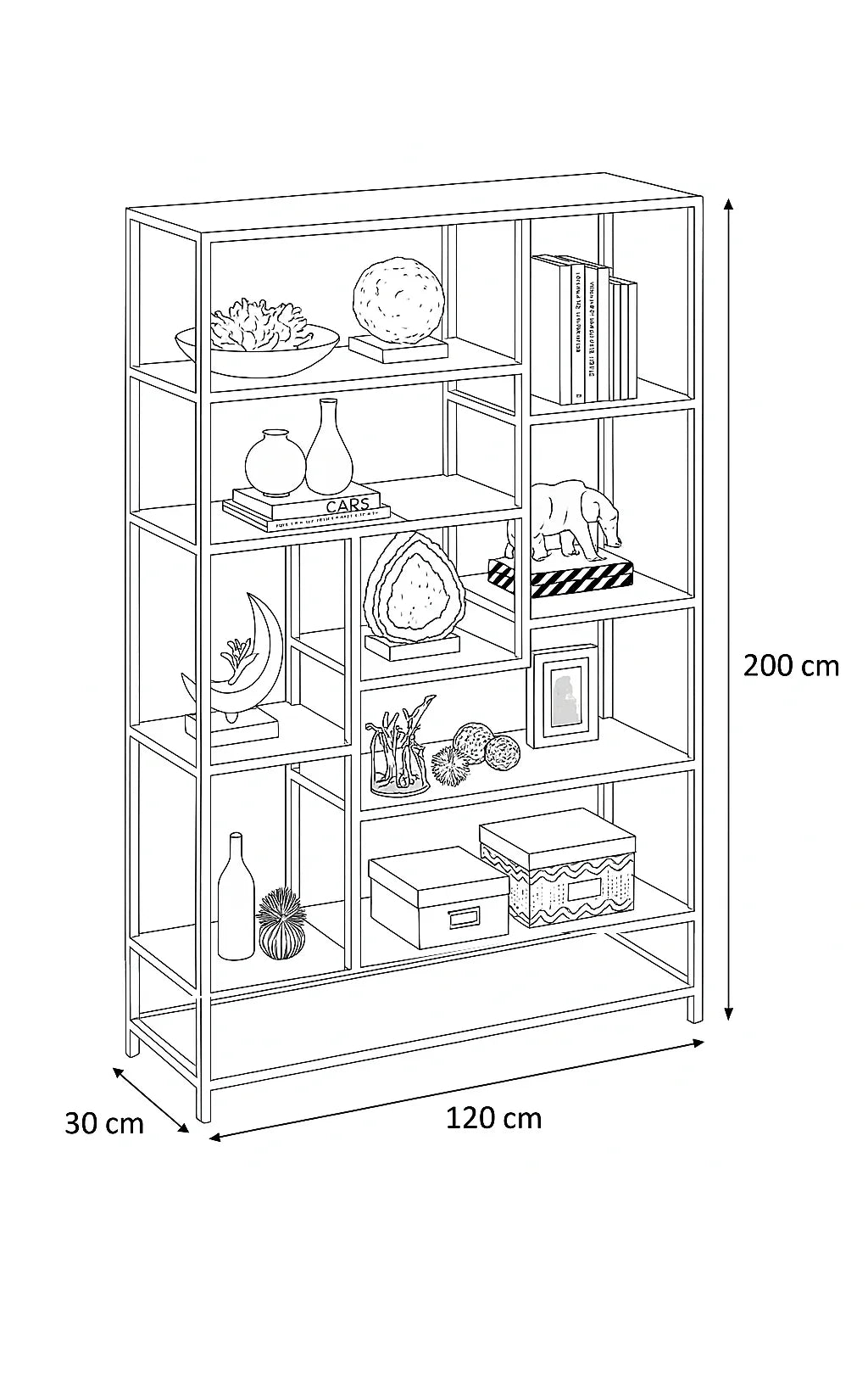 Display Unit - Steel - MDF - Gold - 120x30x200 cm - Cataloug