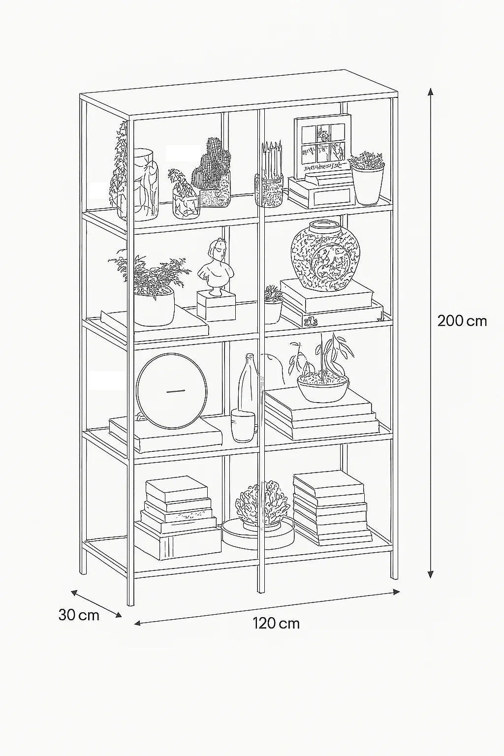 Display Unit - Steel - Glass - Black - 120x30x200 cm - Cataloug