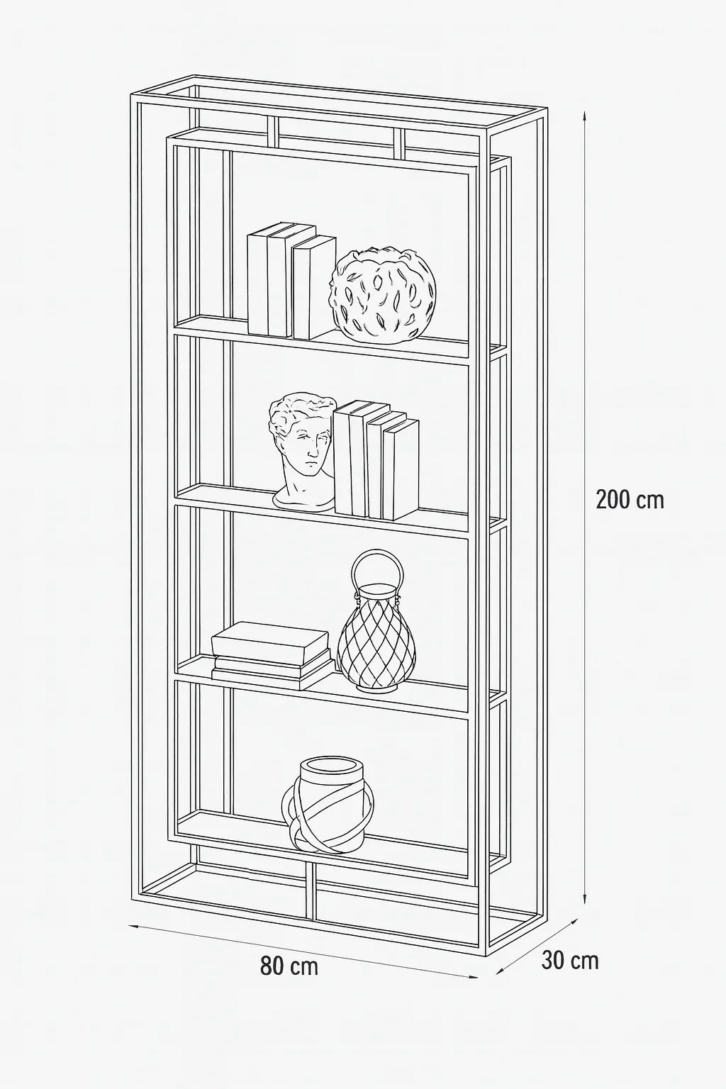 Display Unit - Steel - Glass - Gold - 80x30x200 cm - Cataloug