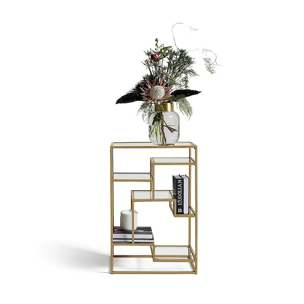 Display Unit - Steel - Glass - Gold - 70x30x130 cm - Cataloug