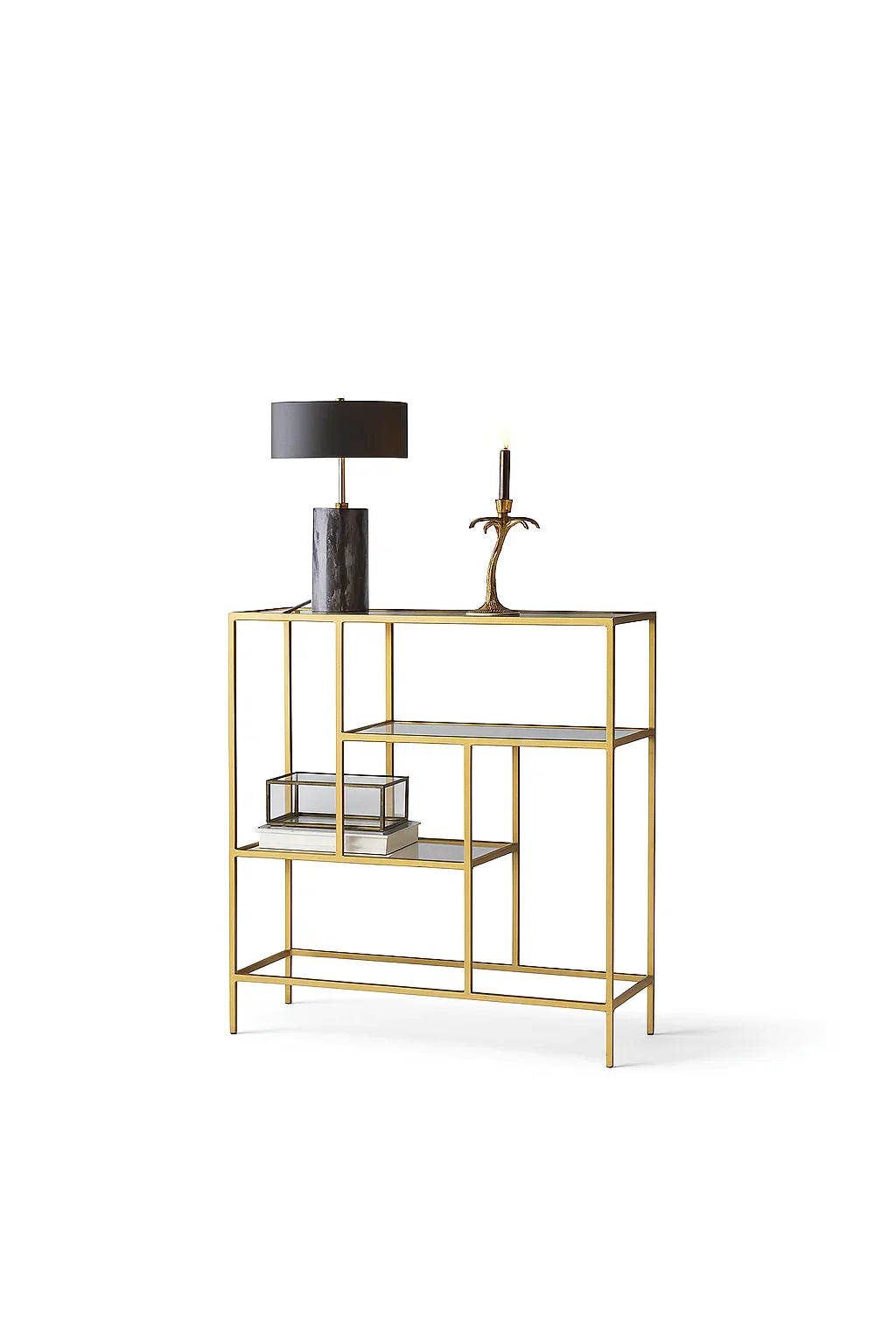 Display Unit - Steel - Glass - Gold - 90x30x120 cm - Cataloug