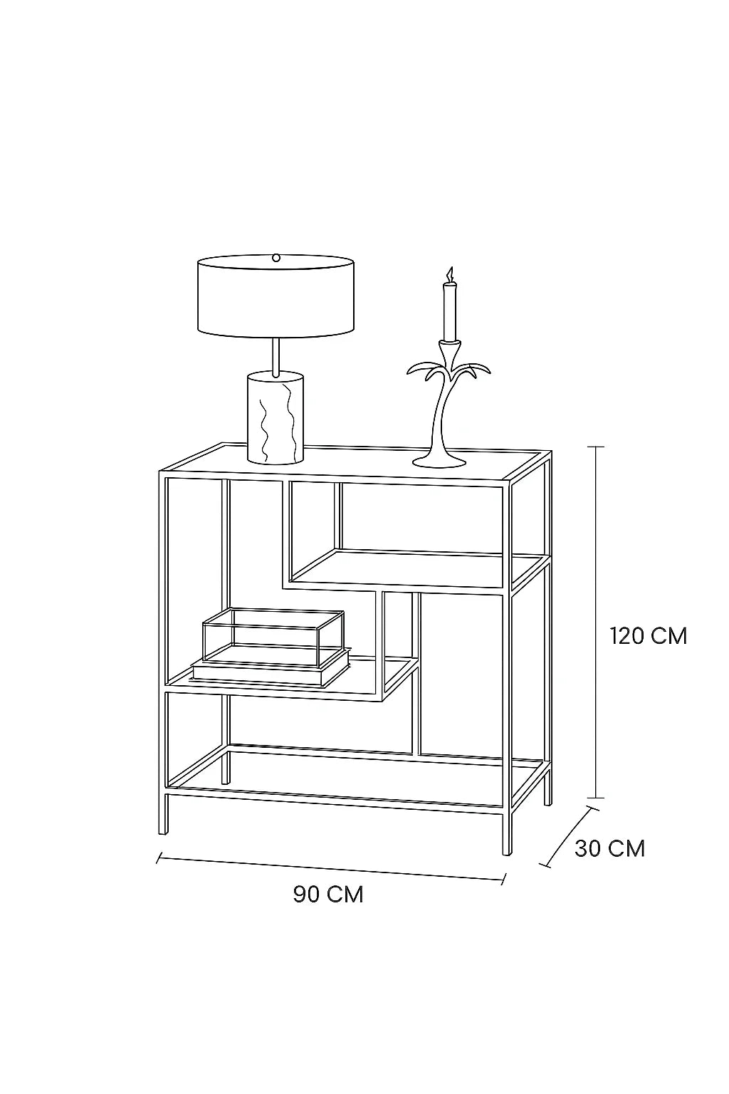 Display Unit - Steel - Glass - Gold - 90x30x120 cm - Cataloug