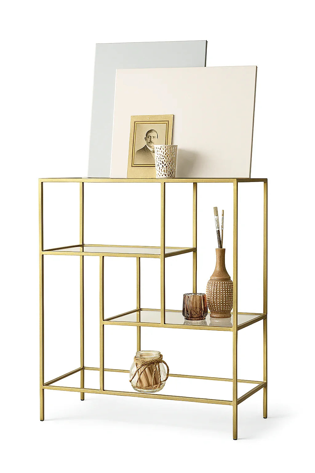 Display Unit - Steel - Glass - Gold - 90x30x120 cm - Cataloug