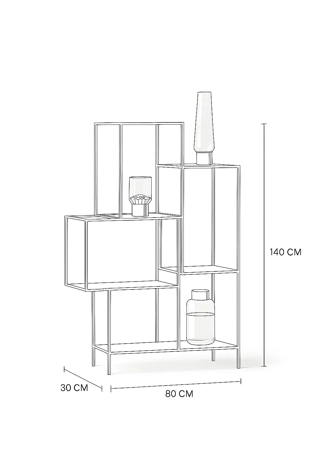 Display Unit - Steel - Glass - Gold - 80x30x140 cm - Cataloug