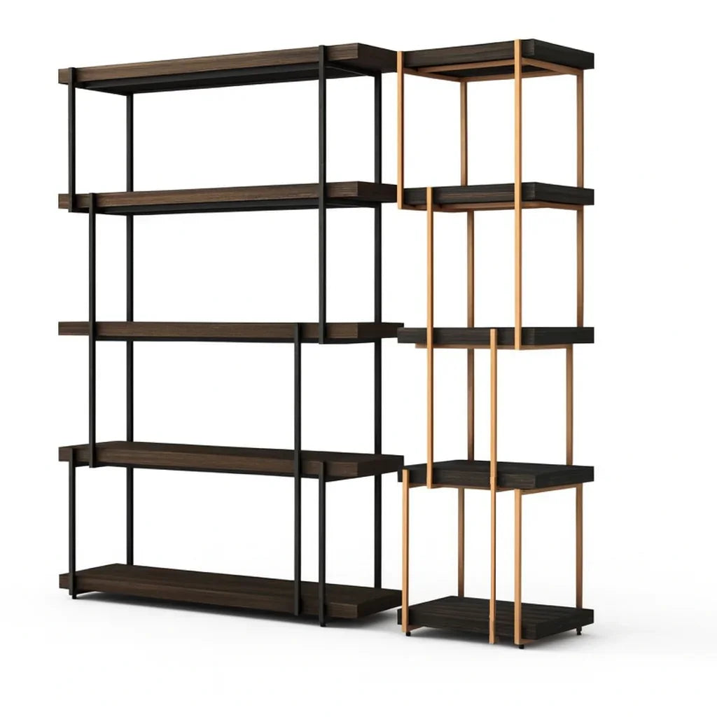 Display Unit - Steel - MDF - Black & Gold - 150x30x180 cm - Cataloug