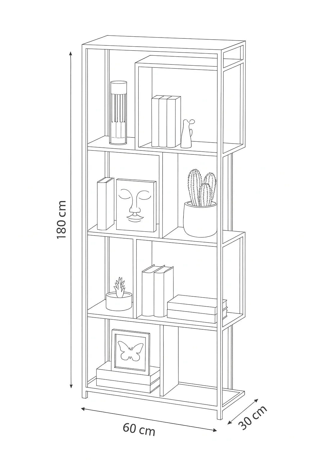 Display Unit - Steel - MDF - Gold & Grey - 60x30x180 cm - Cataloug
