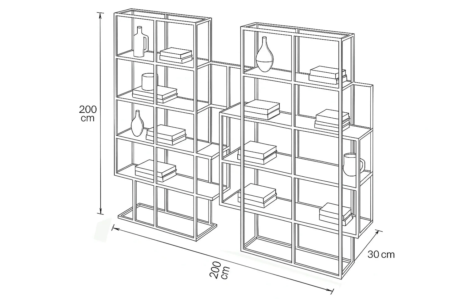 Display Unit - Steel - Glass - Black - 200x30x200 cm - Cataloug