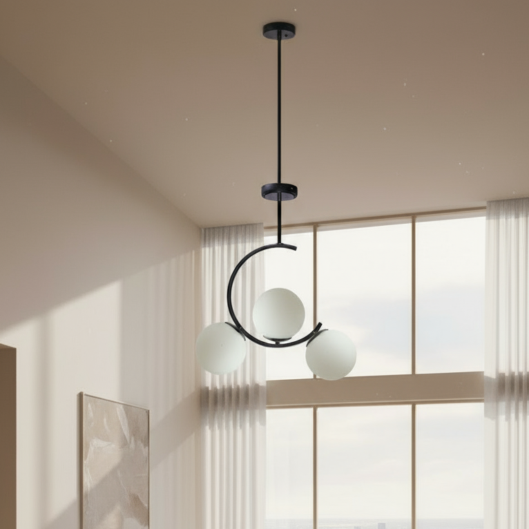 Ceiling Lamp -Steel - Black - 70x35 cm