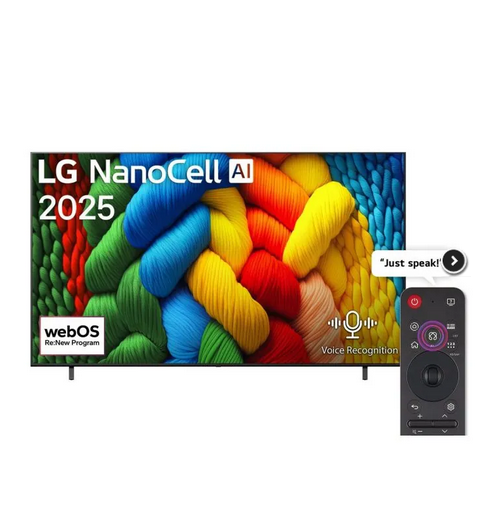 LG 65 inch NanoCell AI NANO80 4K Smart TV AI Magic remote HDR10 webOS25 65NANO80A6A