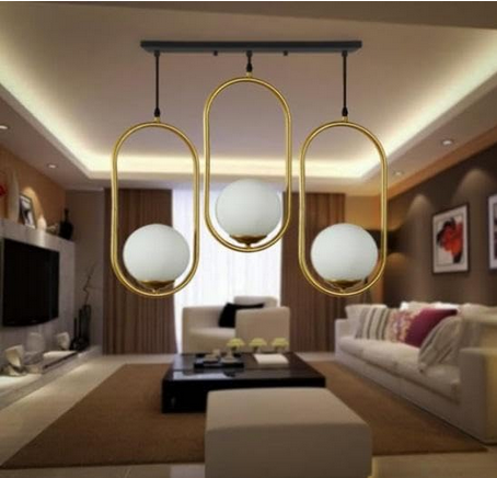 مصباح سقف - معدن - ذهبي وأسود - 60 × 60 × 120 سم