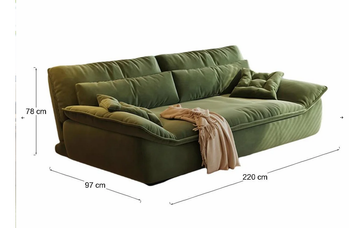 Sofa - Natural Wood - Multi Fabrics - Green - 220x97x78