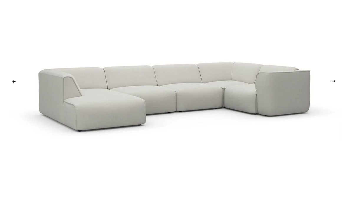 Sofa - Natural Wood - Multi Fabrics - Grey - 367x85x70 cm