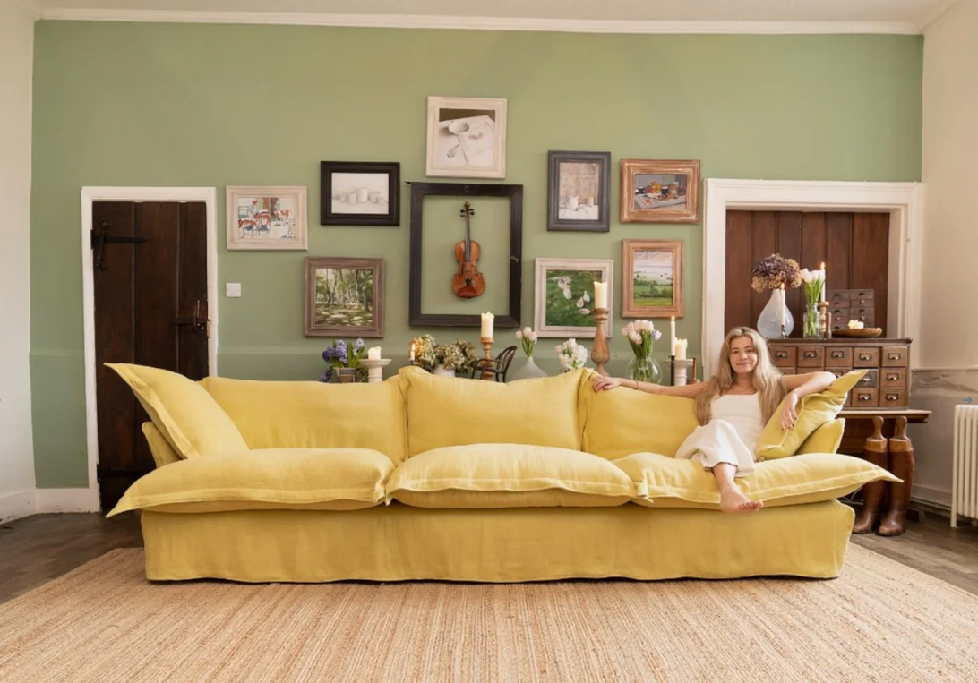 Sofa - Natural Wood - Multi Fabrics - Multi Colors - 305x95x77 cm