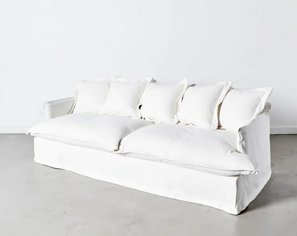 Sofa - Natural Wood - Multi Fabrics - White - 230x95x80 cm