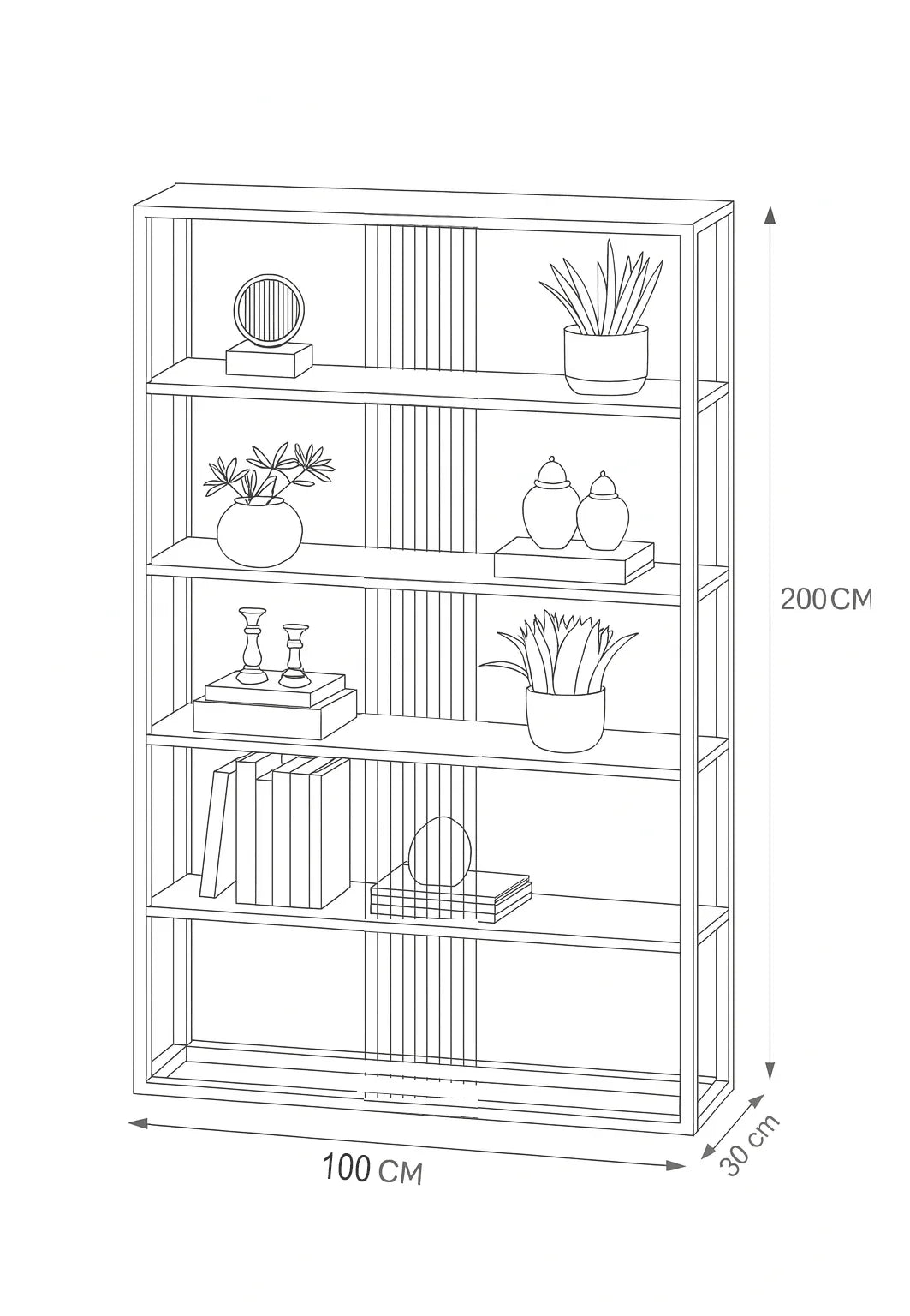 Display Unit - Steel - MDF - Gold & Black - 100x30x200 cm - Cataloug