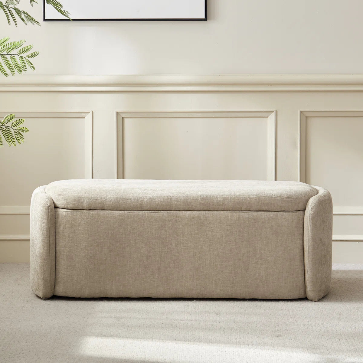 Banquette ( Storage ) - MDF Wood - Beige - Linen - 115 x41x43 cm