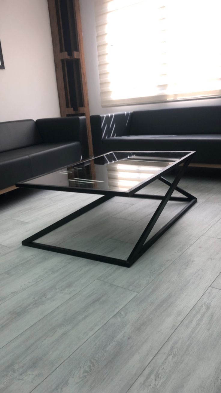 Coffee Table Steel Glass Black