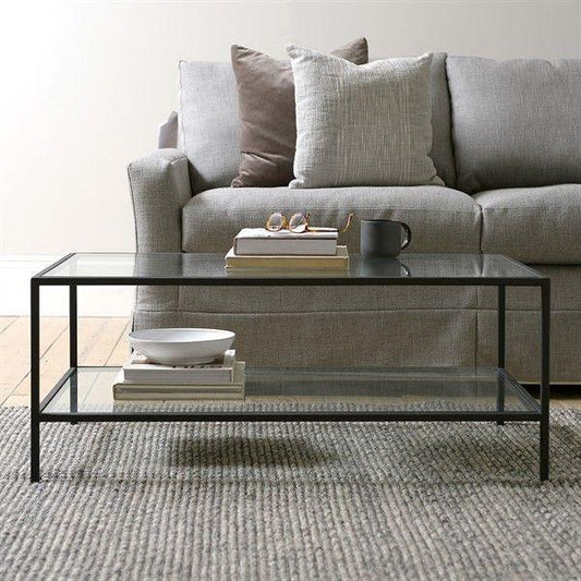 Coffee Table - Steel - Glass - Black - 90x40x50 cm - Cataloug