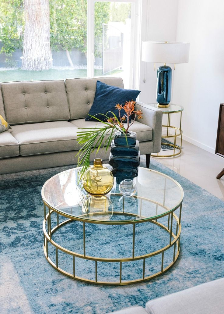 Coffee Table Steel Glass Gold