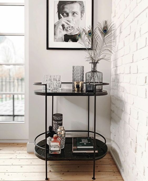 Serving Table Steel Fiber Black
