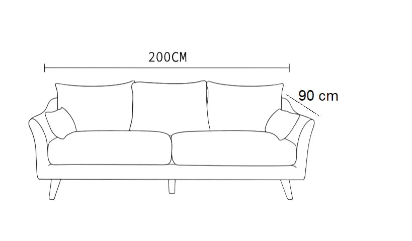 Sofa - Beech Wood - Linen Fabric - Yellow - 200x90 cm - Cataloug