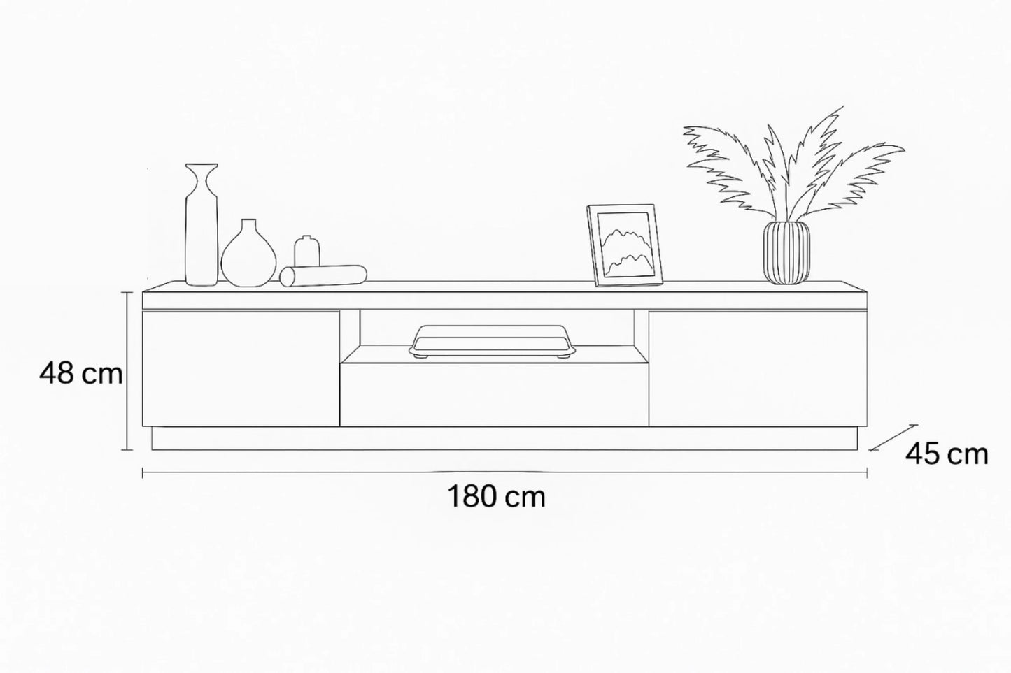 TV Unit- MDF Wood - White & Beige - 180x30x45 cm - Cataloug